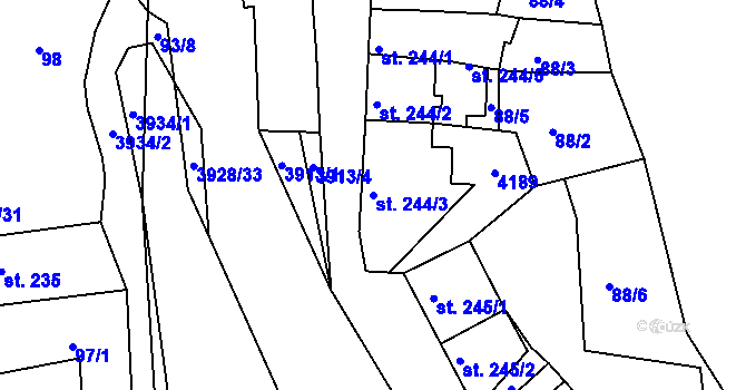 Parcela st. 244/3 v KÚ Stod, Katastrální mapa