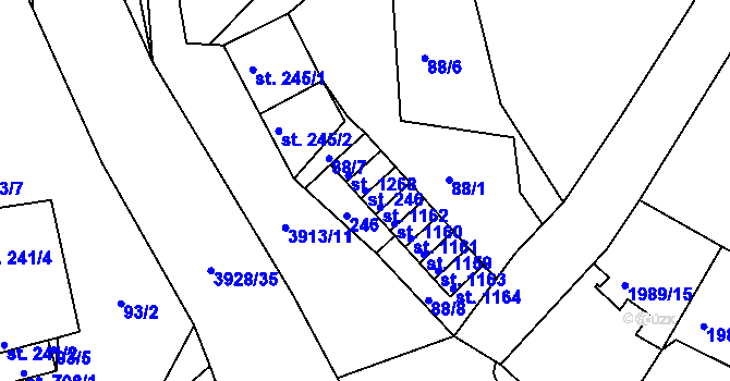 Parcela st. 246 v KÚ Stod, Katastrální mapa