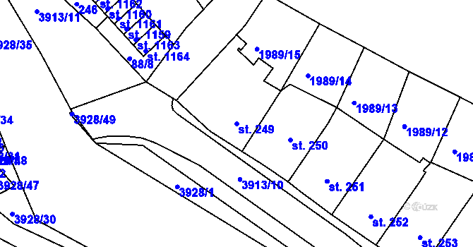 Parcela st. 249 v KÚ Stod, Katastrální mapa