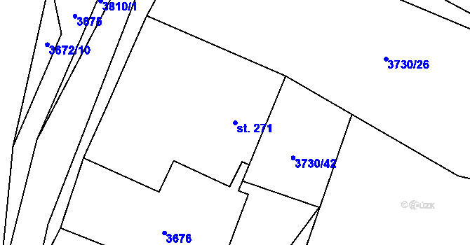 Parcela st. 271 v KÚ Stod, Katastrální mapa