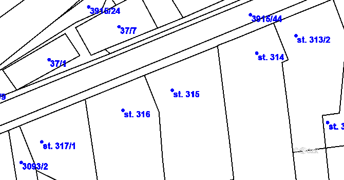 Parcela st. 315 v KÚ Stod, Katastrální mapa