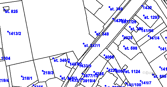 Parcela st. 347/1 v KÚ Stod, Katastrální mapa