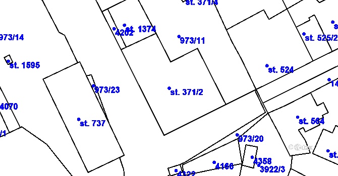 Parcela st. 371/2 v KÚ Stod, Katastrální mapa