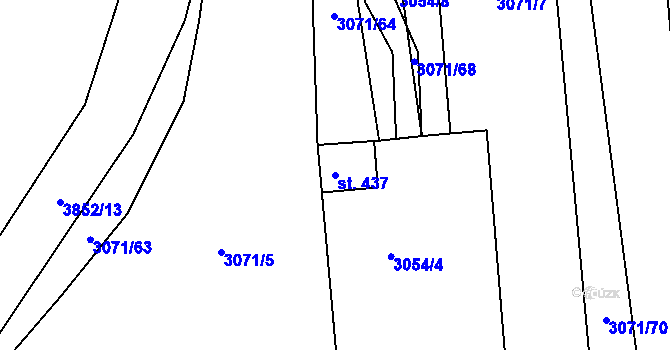 Parcela st. 437 v KÚ Stod, Katastrální mapa