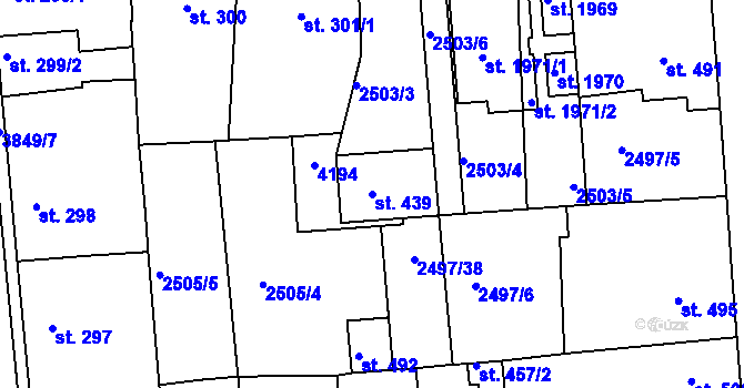 Parcela st. 439 v KÚ Stod, Katastrální mapa