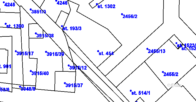 Parcela st. 454 v KÚ Stod, Katastrální mapa
