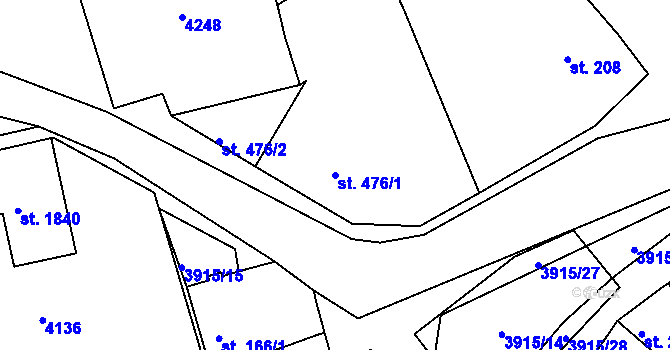 Parcela st. 476/1 v KÚ Stod, Katastrální mapa