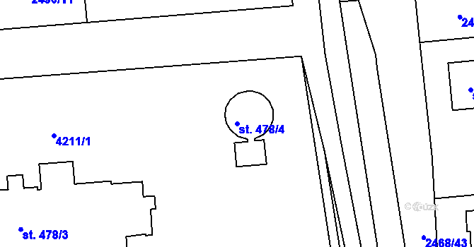 Parcela st. 478/4 v KÚ Stod, Katastrální mapa