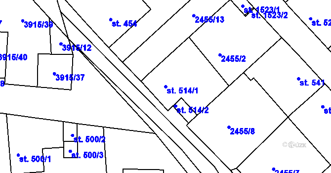 Parcela st. 514/1 v KÚ Stod, Katastrální mapa