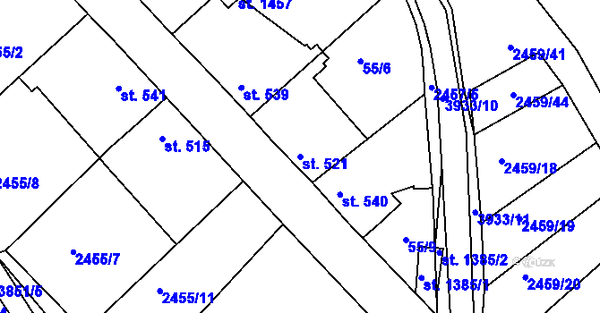 Parcela st. 521 v KÚ Stod, Katastrální mapa