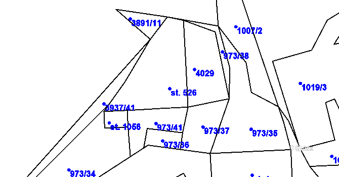Parcela st. 526 v KÚ Stod, Katastrální mapa