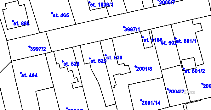 Parcela st. 530 v KÚ Stod, Katastrální mapa