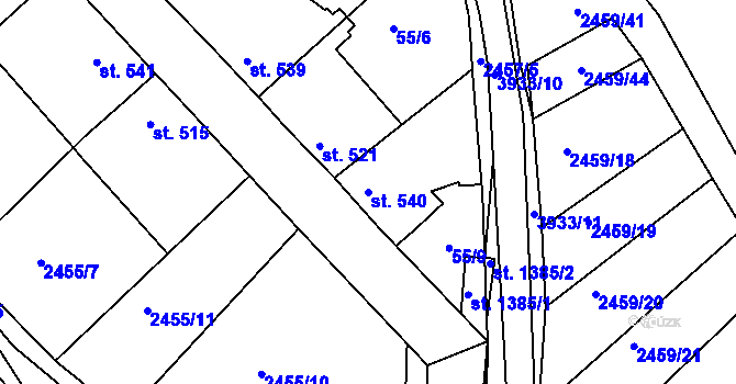 Parcela st. 540 v KÚ Stod, Katastrální mapa