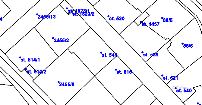 Parcela st. 541 v KÚ Stod, Katastrální mapa