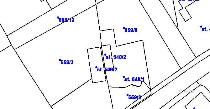 Parcela st. 548/2 v KÚ Stod, Katastrální mapa
