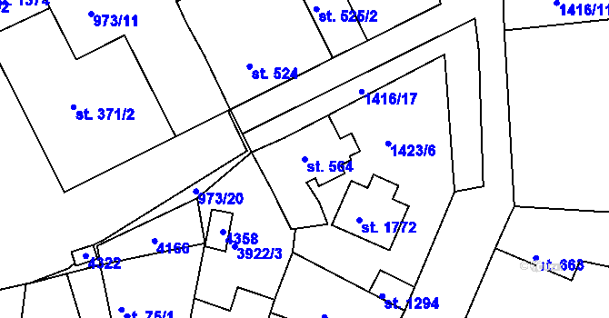 Parcela st. 564 v KÚ Stod, Katastrální mapa