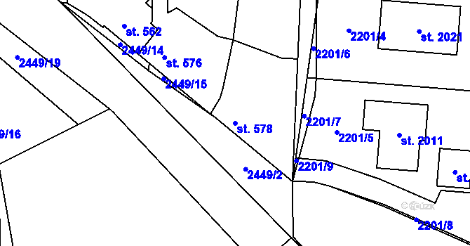 Parcela st. 578 v KÚ Stod, Katastrální mapa