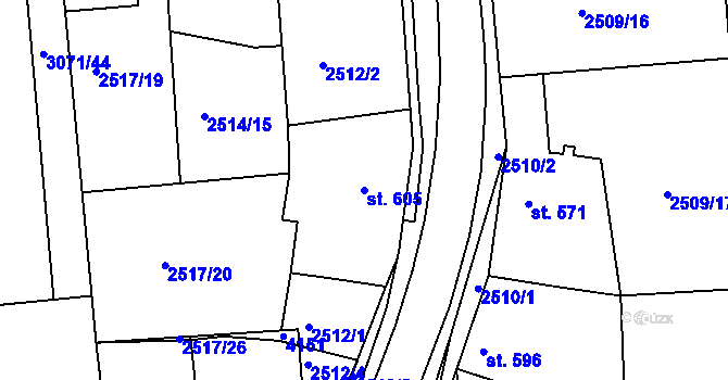 Parcela st. 605 v KÚ Stod, Katastrální mapa