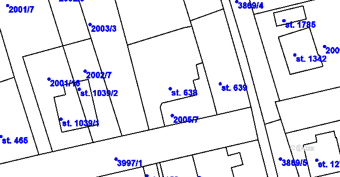 Parcela st. 638 v KÚ Stod, Katastrální mapa