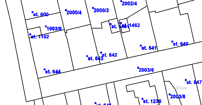 Parcela st. 642 v KÚ Stod, Katastrální mapa