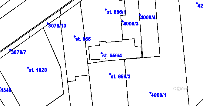 Parcela st. 656/4 v KÚ Stod, Katastrální mapa