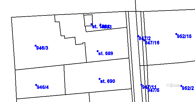 Parcela st. 689 v KÚ Stod, Katastrální mapa