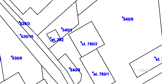 Parcela st. 780/2 v KÚ Stod, Katastrální mapa