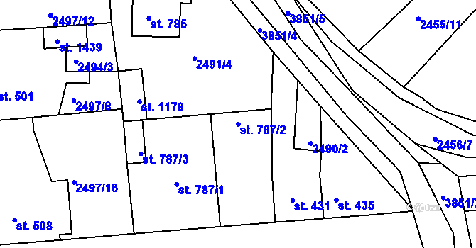 Parcela st. 787/2 v KÚ Stod, Katastrální mapa