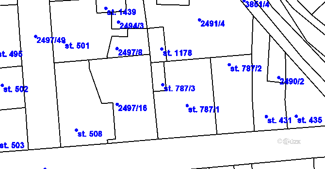 Parcela st. 787/3 v KÚ Stod, Katastrální mapa