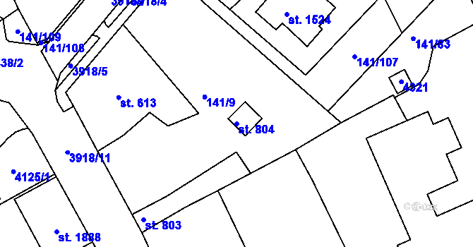 Parcela st. 804 v KÚ Stod, Katastrální mapa