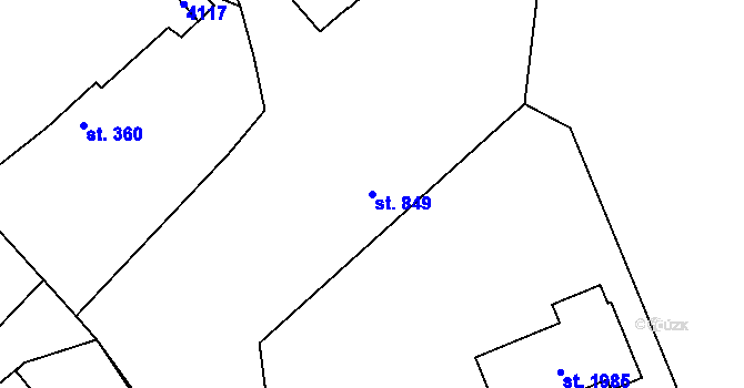 Parcela st. 849 v KÚ Stod, Katastrální mapa