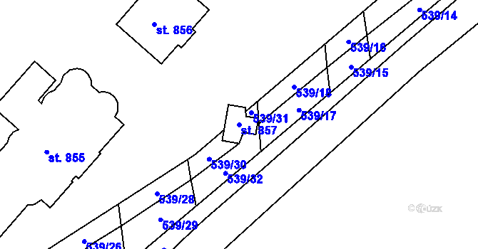Parcela st. 857 v KÚ Stod, Katastrální mapa