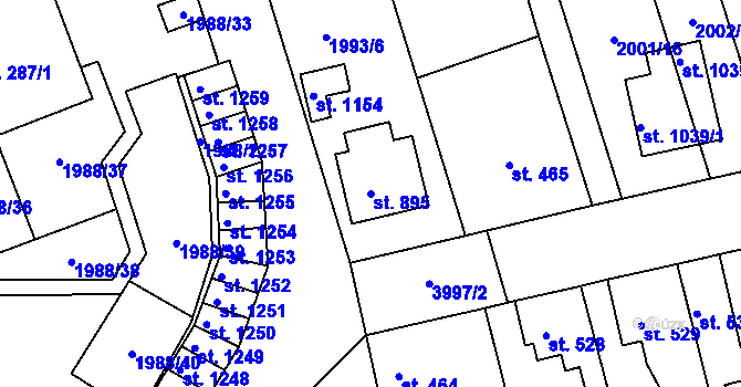 Parcela st. 895 v KÚ Stod, Katastrální mapa