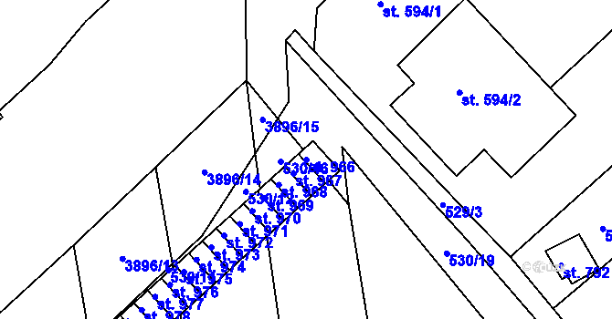 Parcela st. 966 v KÚ Stod, Katastrální mapa