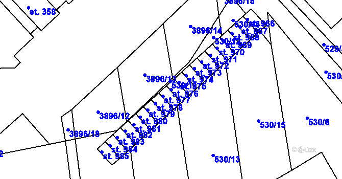 Parcela st. 976 v KÚ Stod, Katastrální mapa