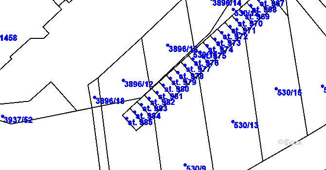 Parcela st. 980 v KÚ Stod, Katastrální mapa
