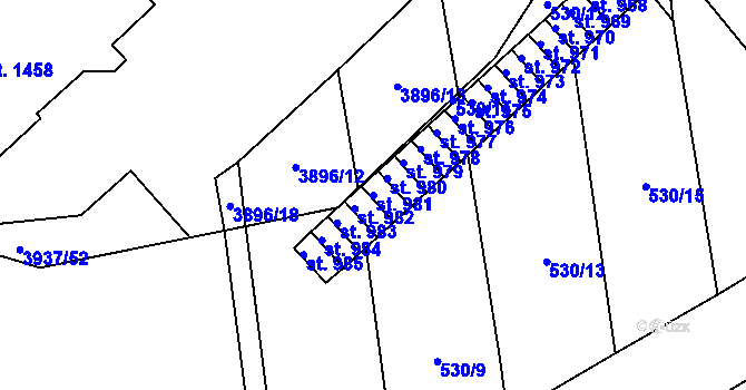 Parcela st. 981 v KÚ Stod, Katastrální mapa