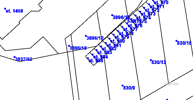 Parcela st. 983 v KÚ Stod, Katastrální mapa