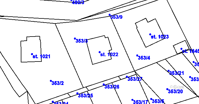 Parcela st. 1022 v KÚ Stod, Katastrální mapa