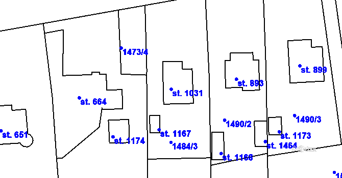 Parcela st. 1031 v KÚ Stod, Katastrální mapa