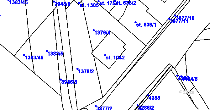 Parcela st. 1042 v KÚ Stod, Katastrální mapa
