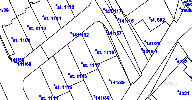 Parcela st. 1118 v KÚ Stod, Katastrální mapa