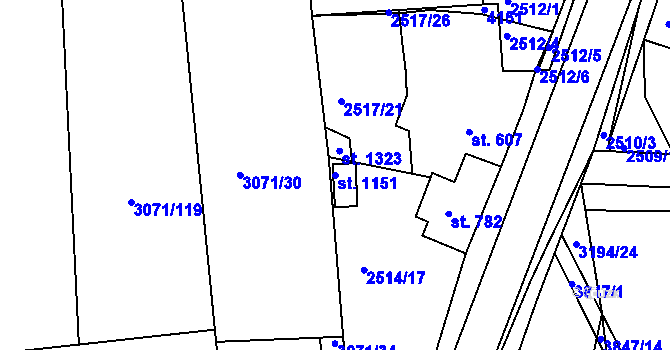 Parcela st. 1151 v KÚ Stod, Katastrální mapa