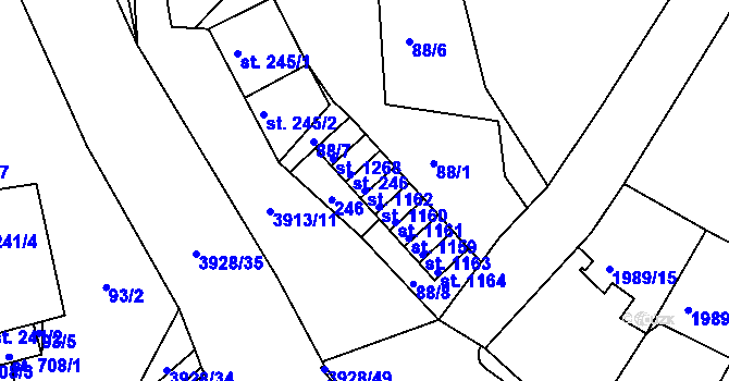 Parcela st. 1162 v KÚ Stod, Katastrální mapa