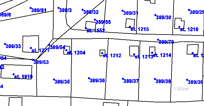 Parcela st. 1212 v KÚ Stod, Katastrální mapa