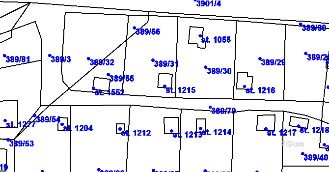Parcela st. 1215 v KÚ Stod, Katastrální mapa