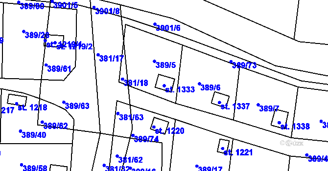 Parcela st. 1333 v KÚ Stod, Katastrální mapa