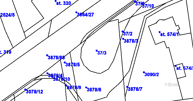Parcela st. 37/3 v KÚ Stod, Katastrální mapa