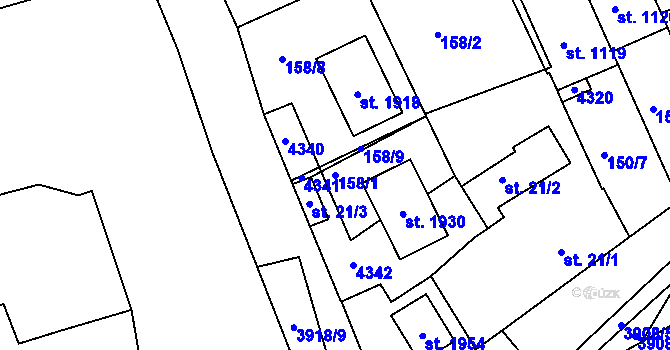 Parcela st. 158/1 v KÚ Stod, Katastrální mapa
