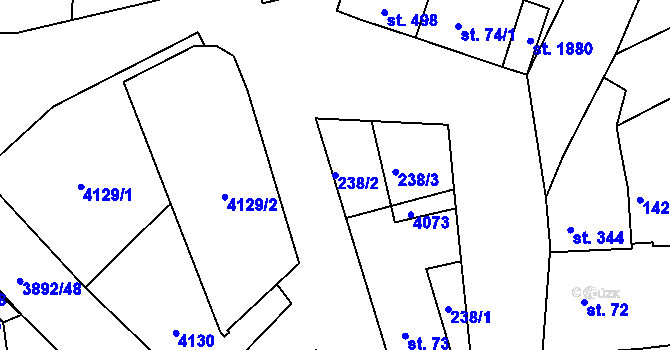Parcela st. 238/2 v KÚ Stod, Katastrální mapa